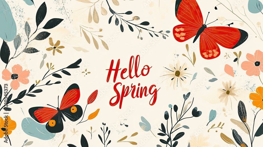 Fototapete Spring-themed vector illustration with 