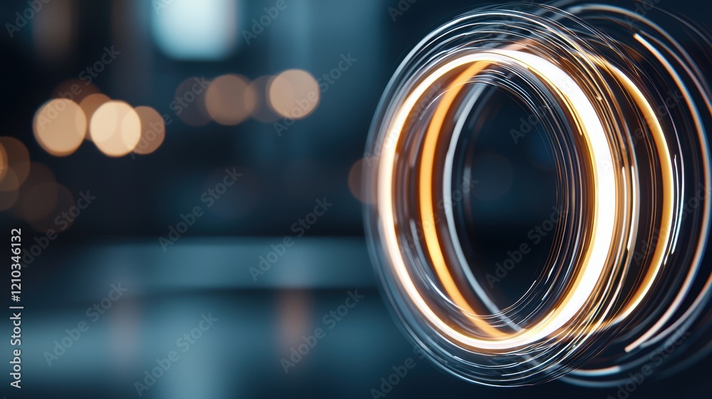 Poster a glowing, circular light effect creates a dynamic focal point against a blurred background, suggest