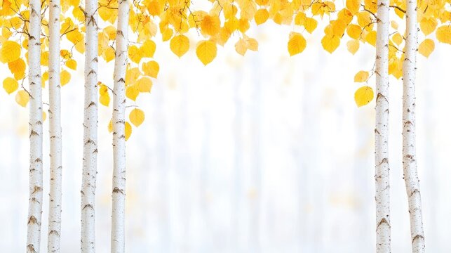 Golden aspen trees autumn forest background nature wallpaper
