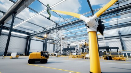 Naklejka premium Wind Turbine Factory Assembly