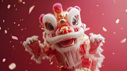 Obraz premium traditional dancing lion chinese new year vacation concept