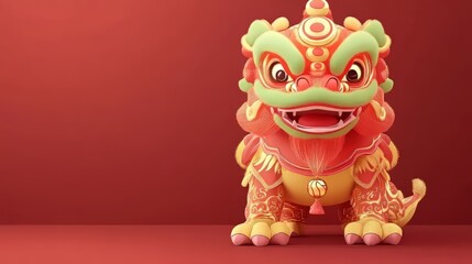 traditional dancing lion chinese new year vacation concept