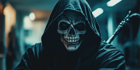 Hooded Skull Mask with Cloak