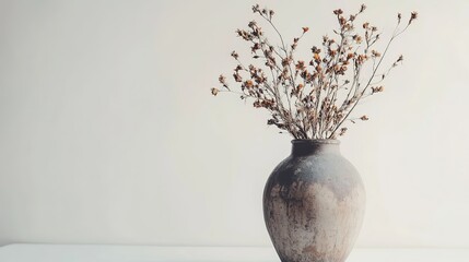 A flower vase with beautiful flowers inside.
