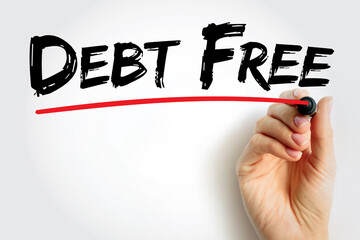 Debt Free text quote, business concept background