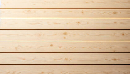 Fototapeta premium a close-up of a wooden wall, featuring smooth, horizontal planks of light wood. The natural grain of the wood is visible, showcasing a rustic and natural aesthetic. 