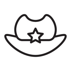 Cowboy Hat Vector Line Icon Design