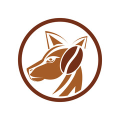 coffee dog icon logo design template