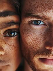 Naklejka premium Intimate and Erotic Glance: A Couple's Deep Connection