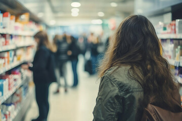 Long line at hospital clinic hallway waiting generative ai