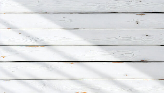white wooden planks with natural shadow effect create a simplistic yet elegant pattern. The image evokes a sense of warmth and texture