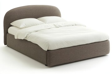 Obraz premium A bed with a white comforter and two pillows. The bed is made and looks inviting