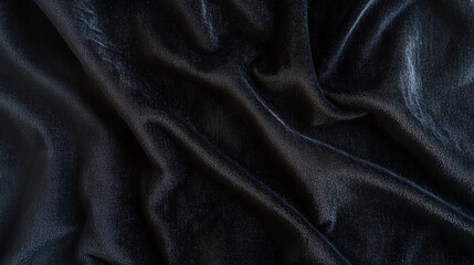 Soft black velvet fabric with folds