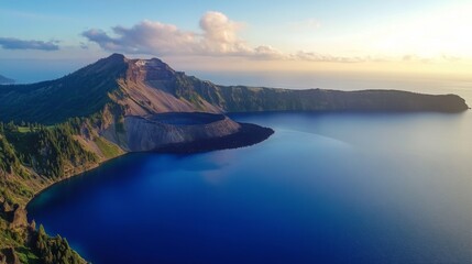 Fototapeta premium Breathtaking Volcanic Lake Landscape with Majestic Mountains
