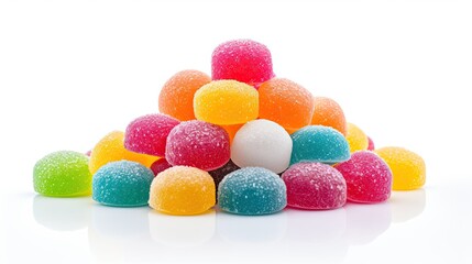 Sweet Treats: Isolated Gumdrops on White Background for a Sugar Rush this Holiday Season