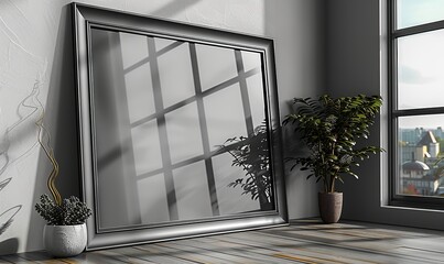 large mirror in a frame on the wall