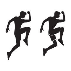 High-quality set of jumping man silhouette digital art perfect for creative projects and graphic design - man jumping vector set - man jumping illustrations set
