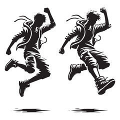 Modern set of jumping man silhouette digital art crafted for professional use and design inspiration - man jumping vector set - man jumping illustrations set
