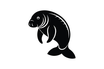 Manatee icon silhouette vector art illustration design  