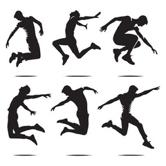 High-resolution set of jumping man silhouette digital art designed for digital artists and illustrators - man jumping vector set - man jumping illustrations set
