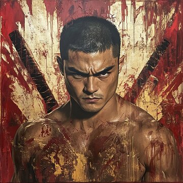 Intense Samurai Portrait: A Study in Power and Determination