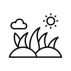 meadow icon, meadow line art - simple line art of meadow, perfect for meadow logos and icons