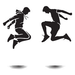 Top-rated set of jumping man silhouette digital art for graphic designers seeking high-quality resources - man jumping vector set - man jumping illustrations set

