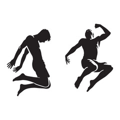 High-impact set of jumping man silhouette digital art for powerful and engaging graphic design visuals - man jumping vector set - man jumping illustrations set
