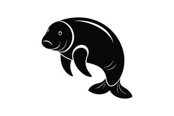 Manatee icon silhouette vector art illustration design  