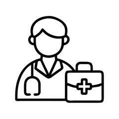 medical intern icon, medical intern line art - simple line art of medical intern, perfect for medical intern logos and icons