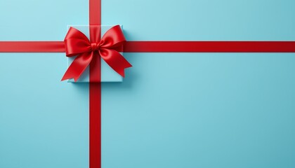 Blue Gift Box with Red Ribbon and Bow