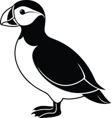 Atlantic Puffin silhouette vector illustration, Atlantic Puffin line art vector, Atlantic Puffin vector design