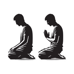 Refined set of kneeing man silhouette digital art featuring clean and detailed designs - man kneeing vector set - man kneeing illustrations set
