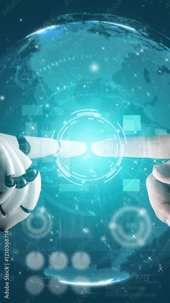 Poster futuristic robot artificial intelligence revolutionary ai technology development and machine learnin