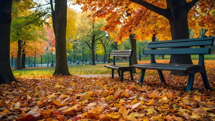 Beautiful landscape . Colorful foliage in the park. Falling leaves natural background