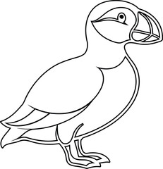 Atlantic Puffin silhouette vector illustration, Atlantic Puffin line art vector, Atlantic Puffin vector design