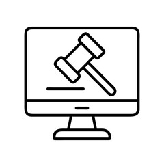online auction icon, online auction line art - simple line art of online auction, perfect for online auction logos and icons