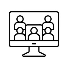 online meeting icon, online meeting line art - simple line art of online meeting, perfect for online meeting logos and icons