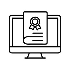 online course completion icon, online course completion line art - simple line art of online course completion, perfect for online course completion logos and icons