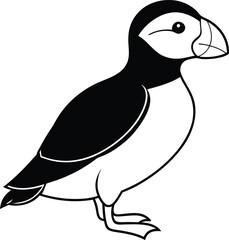 Atlantic Puffin silhouette vector illustration, Atlantic Puffin line art vector, Atlantic Puffin vector design