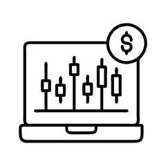 online trading icon, online trading line art - simple line art of online trading, perfect for online trading logos and icons