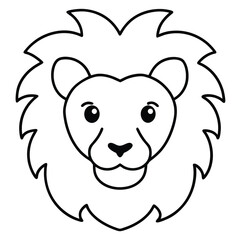 Lion Head Line Art Vector Illustration, Lion Head Outline and Drawing Vector Design