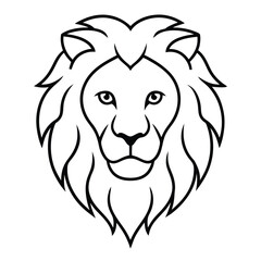 Obraz premium Lion Head Line Art Vector Illustration, Lion Head Outline and Drawing Vector Design