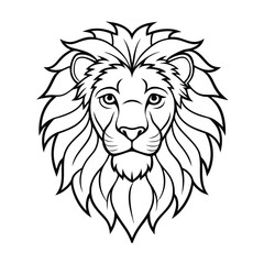 Lion Head Line Art Vector Illustration, Lion Head Outline and Drawing Vector Design