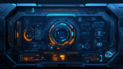 Abstract technology background with a futuristic computer screen cinematic view.