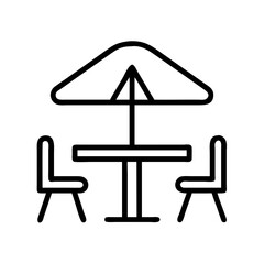 outdoor seating icon, outdoor seating line art - simple line art of outdoor seating, perfect for outdoor seating logos and icons