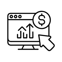 paid traffic icon, paid traffic line art - simple line art of paid traffic, perfect for paid traffic logos and icons