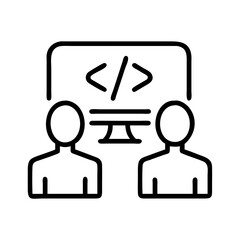 pair programming icon, pair programming line art - simple line art of pair programming, perfect for pair programming logos and icons