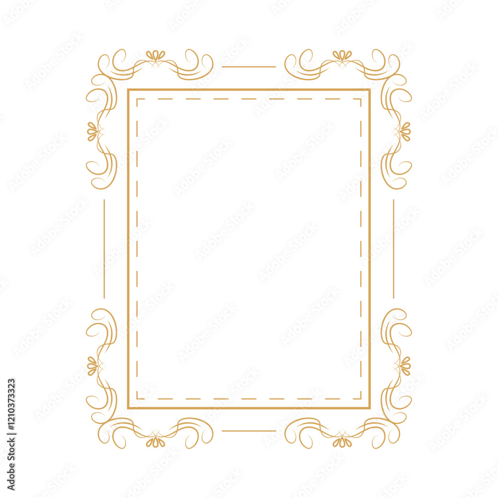 Sticker golden swirl frame vintage