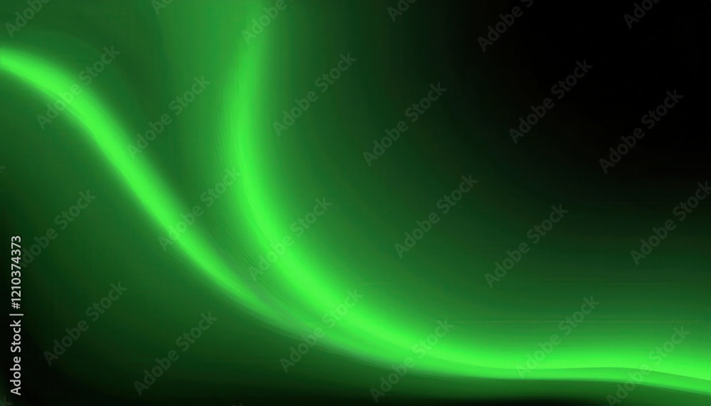 Aufkleber vivid green lightwave on black background with smooth abstract gradient for futuristic design, tech 